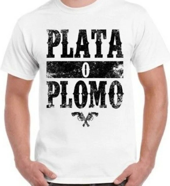 T-shirt argento o piombo narcos Pablo Escobar regalo fantastico retrò Netflix TV cocaina