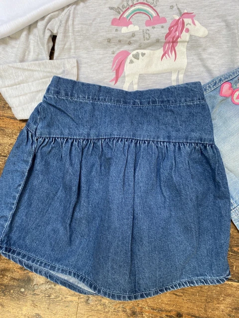 Girls bundle age 3-4 years Gap F&F denim skirts dungarees dress long sleeve tops 9