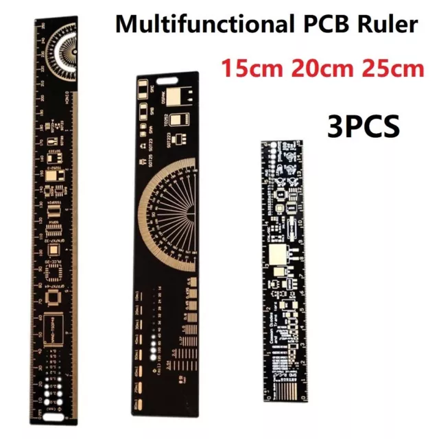 Set of 3 PCB Ruler Measuring Tools for Capacitor IC SMD Diode 15x20x2cm