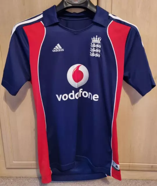 England Mens ODI Cricket Shirt 2008 Small Adidas Vodafone