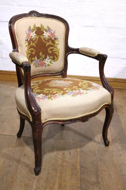 French style carved parlour salon chair - ornate armchair