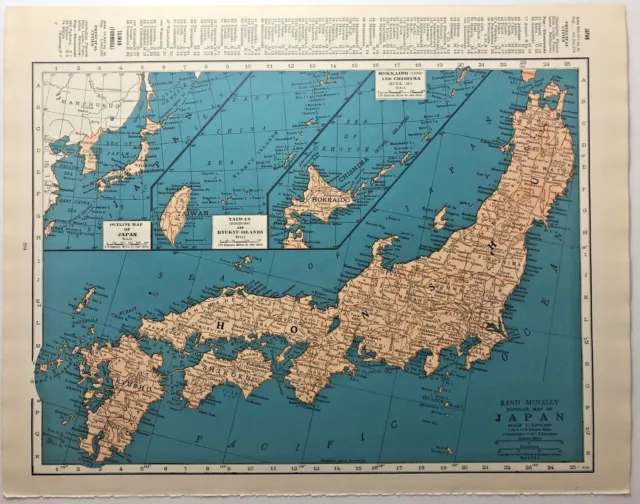 1937 Vintage JAPAN Atlas Map Authentic Old Antique Rand McNally