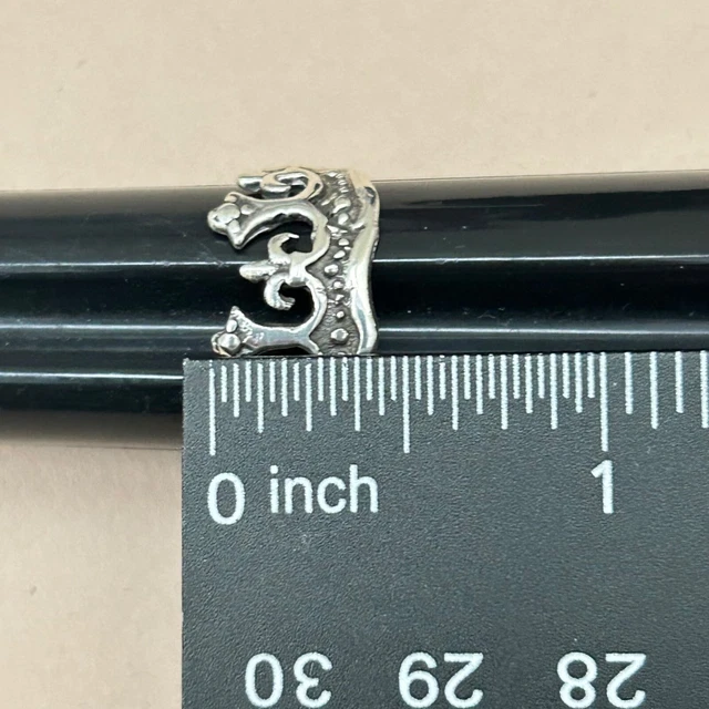 My little Princess Crown Mexican 925 Sterling Silver Taxco Oxidized Ring Sz  9.5 2