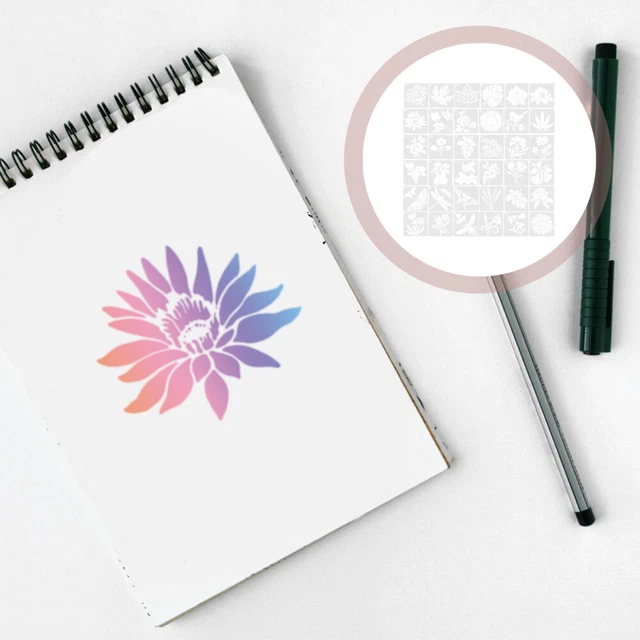 36 un. plantillas para pintar plantillas de pintura de flores de plantas