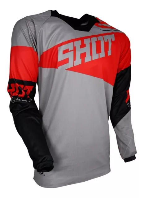 Erwachsene Motocross Trikot Schusskontakt Unendlich Grau Rot Mx Enduro Top