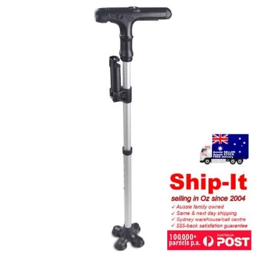 Easy Reach Cane, Walking Stick, adjustable height, four point base, LED light