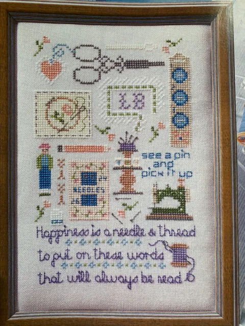 Stitcher’s Sampler Happiness Is a needle & a thread Vintage Cross Stitch Chart