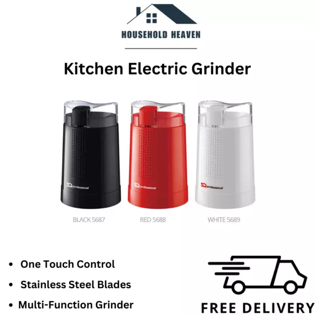 Electric Coffee Bean Grinder Kitchen Nut Spice Blender Mill 150W RED WHITE BLACK