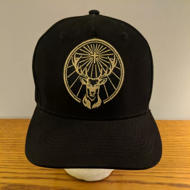 Jagermeister Gold Stag Embroidered Deer Baseball Snapback Black Cap Hat Drinking
