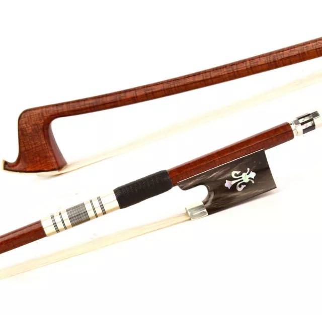 Pro Pernambuco Skin Carbon Fiber Violin Bow 4/4 Black OX Fleur-de-Lys Silver 63g