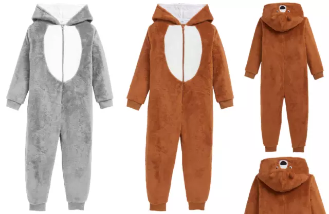 Kinder Jungen Fleece Overall Schlafanzug Jumpsuit Pyjama Gr. 92, 98/104, 110/116