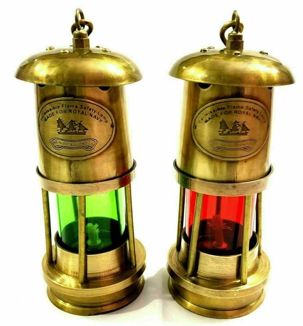 Lampada a olio in ottone da minatore nautico Lanterna sospesa marina Mini...