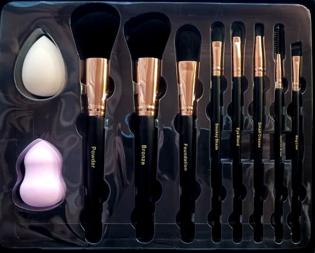 Make Up Pinsel Set 10 teilig Schminkpinsel Kosmetikpinsel Pinsel Makeup Schwämme