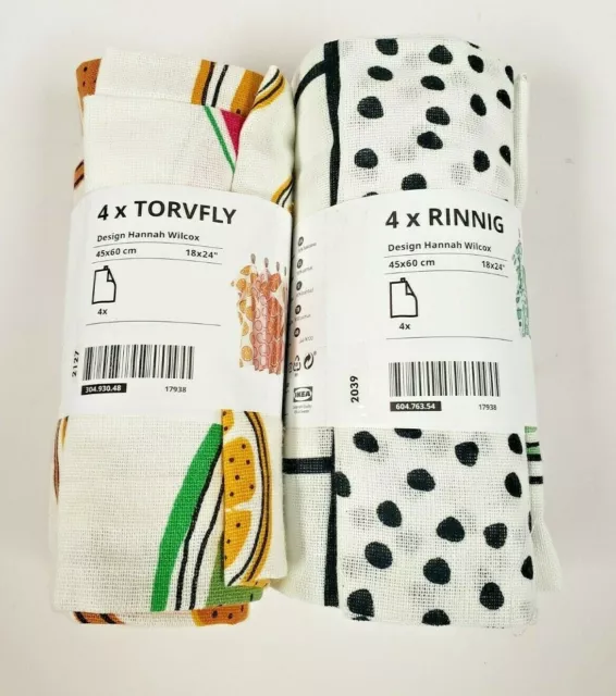RINNIG Tea towel, white/dark grey/patterned, 45x60 cm - IKEA Spain