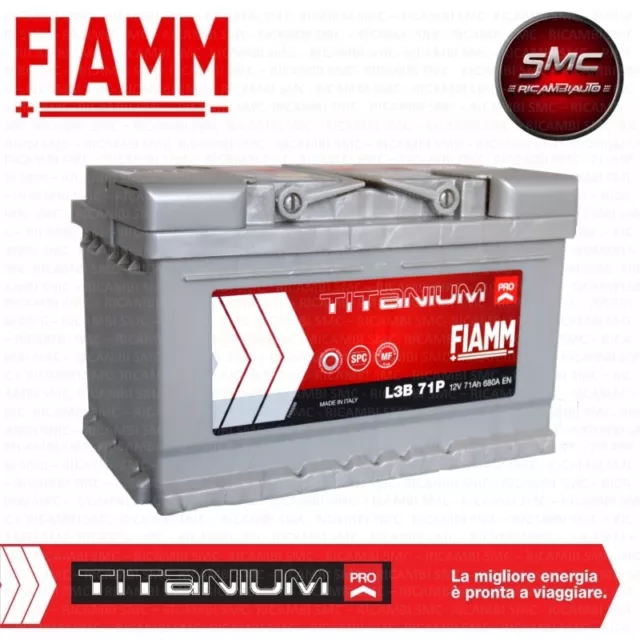 BATTERIA AUTO FIAMM 71Ah = 70Ah 680A POSITIVO A DESTRA +DX COD. L3B 71 - 7903774