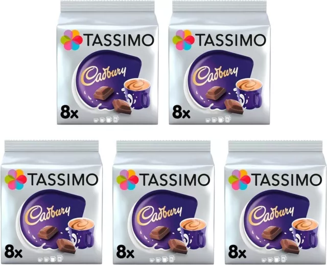 Tassimo Cadbury Hot Chocolate Pods x8 Pack of 5, Total 40 Drinks