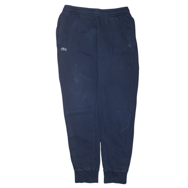 Lacoste Mens Joggers Navy Blue Fleece Elastic Waist Croc Logo Cuffed Sweat M