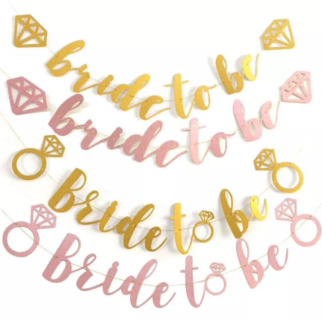 Bride To Be Ring Glitter Banner Bunting Bridal Hen Night Wedding Party Decor UK