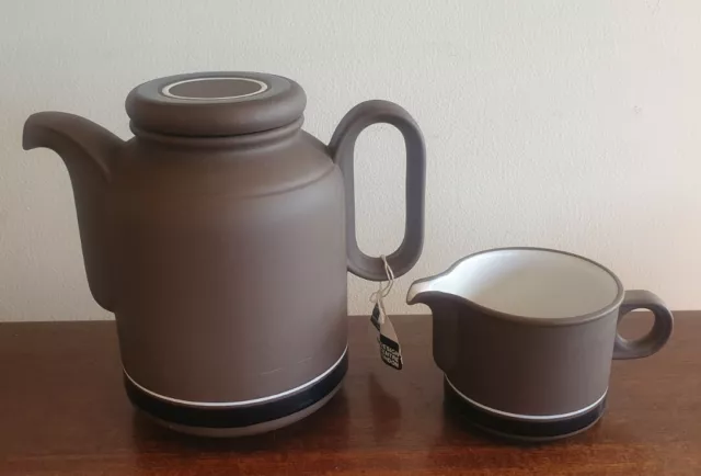 1970s Hornsea Pottery Contrast Teapot  / Coffee Pot And Creamer / Milk Jug