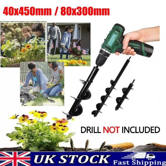 Auger Spiral Drill Bit Fence Borer Garden Yard Planting Post Hole Digger Tool UK