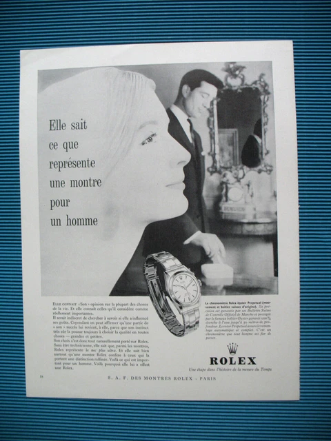 Publicite De Presse Rolex Horlogerie Montre Chronometre Oyster Perpetual 1962