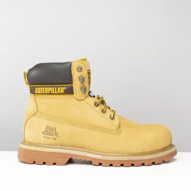 Caterpillar HOLTON SB Mens Workwear Steel Toe Cap Leather Safety Boots Honey