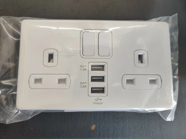 DETA 8574WHW 13A Presa a parete doppia commutazione 2G porta di ricarica USB senza viti 4A D