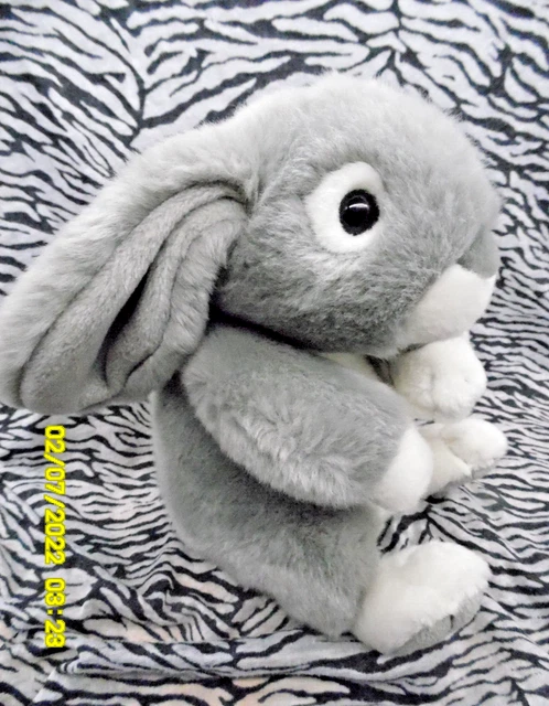Cf/ Gipsy Doudou Peluche Lapin Blanc Gris 27Cm Etat Neuf