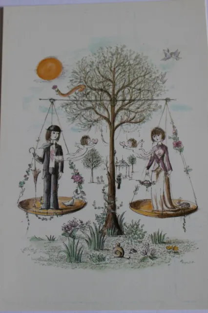 Carte Amoureux De Peynet Les Signes Du Zodiaque Balance Ange Saint Valentin 3