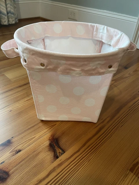Pottery Barn Kids pink polka dot canvas storage bin
