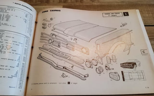 Revue technique catalogue de pièces détachées ford taunus 1974