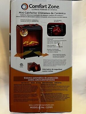 Comfort Zone Ceramic Mini Electric Fireplace Space Heater Red NEW Fast Ship 3