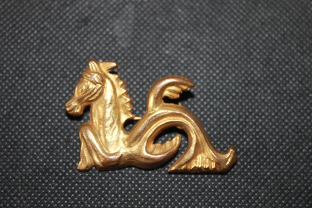 Broche Vintage Arthus Bertrand Cavalier à Cheval - Métal Doré Style Vautrin
