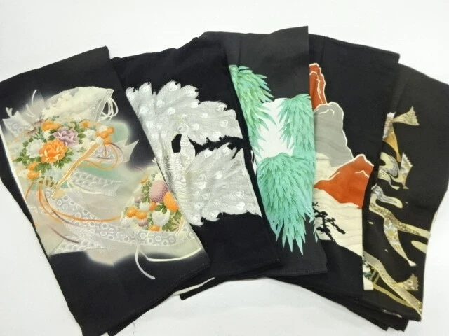 41131# Japanese Kimono / Antique Tomesode / Set Of 5