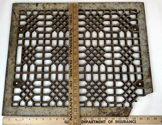 Antique Ornate Cast Iron Heat Register Floor Wall Grate 18x22" Cut Return Air 3