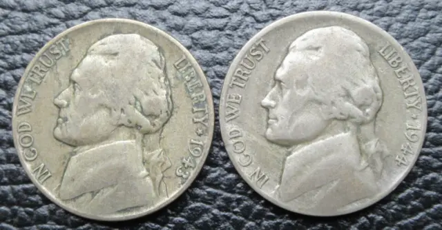 Silver War Nickels, 1943 P, 1944 S