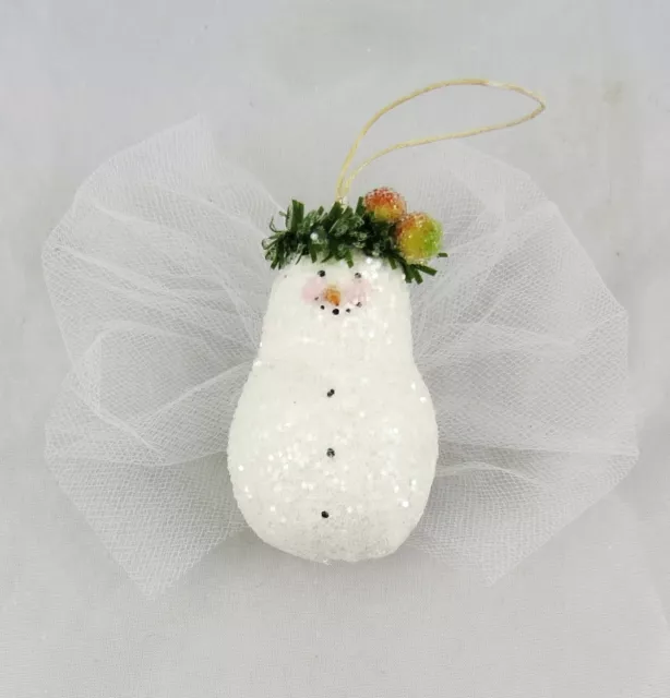 Natalie Silitch Snowman Angel Christmas Ornament Hand Made American Folk Art