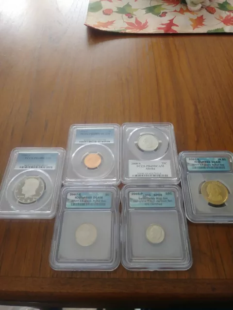 Slabbed Coin Lot ICG PCGS 1c 5c 10c  25c 50c $1  sp69 pr69 dcam kennedy