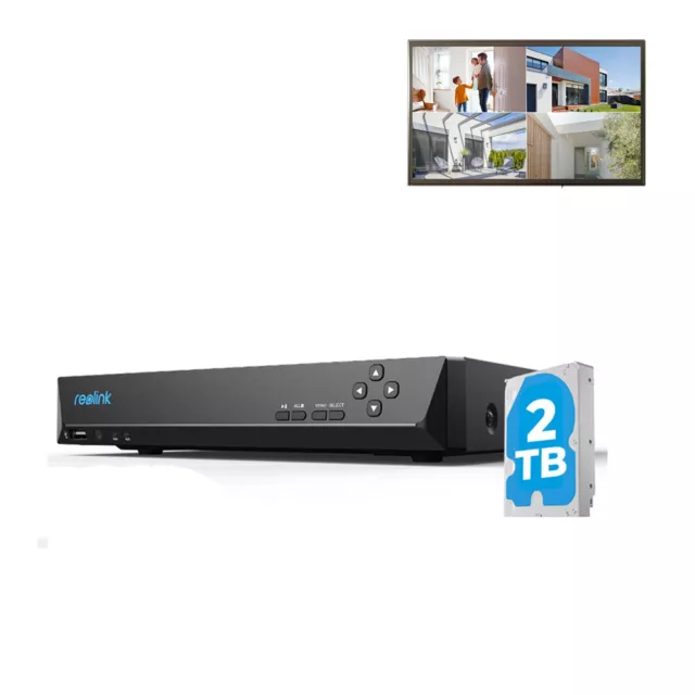 Reolink 8CH 12MP PoE NVR sistema di sorveglianza registratore 2TB HDD videosorveglianza