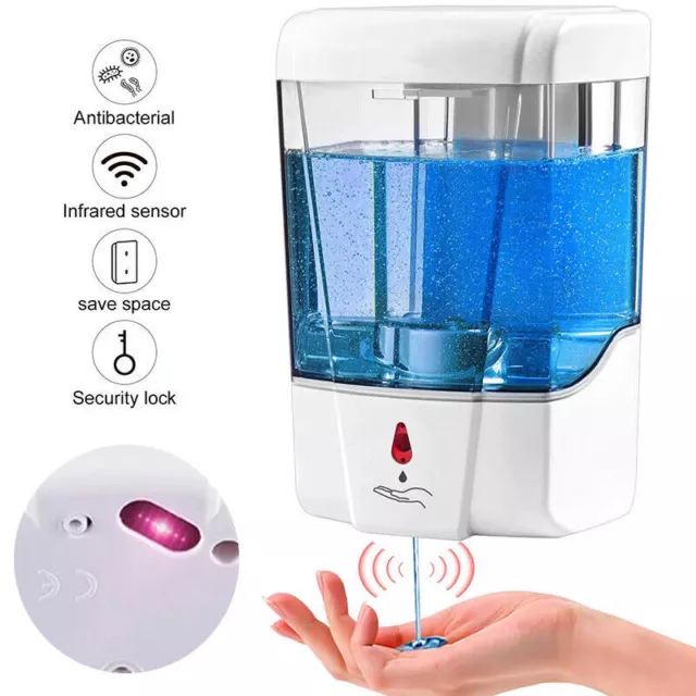 Automatic Liquid Soap Dispenser 700ML Handfree Touchless IR Sensor Wall Mount