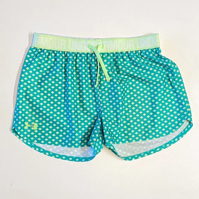 UNDER ARMOUR Youth Play Up Printed Running Shorts Drawstring Green Lime Sz Large
