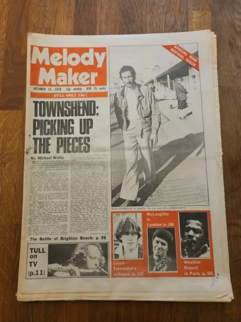 Melody Maker October 14th 1978, The Who Pete Townshend Cover