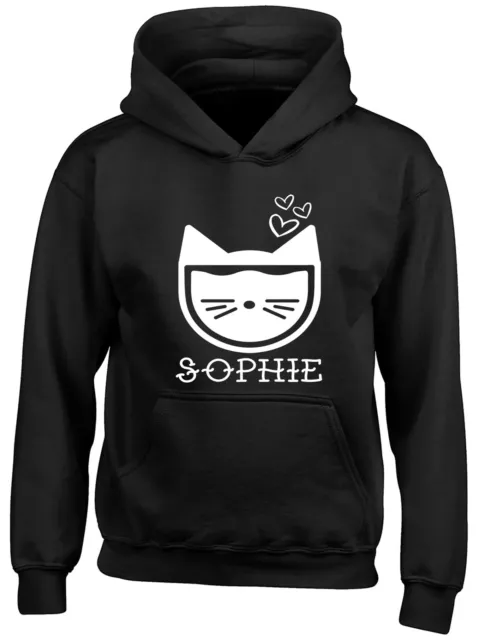 Personalised Cup With Cat Ears Childrens Kids Hooded Top Hoodie Boys Girls