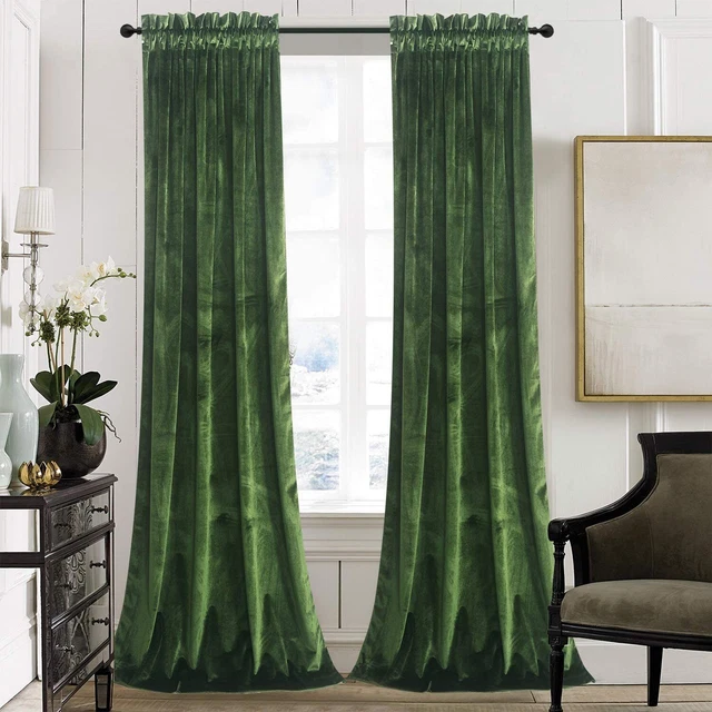 PANNEAUX DE RIDEAUX en velours vert mousse obscurcissant la pièce ...