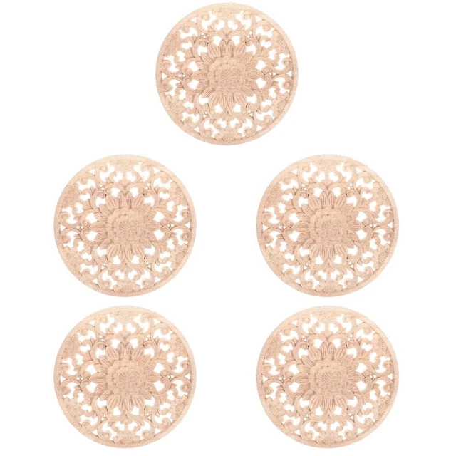 5pcs Holzapplikation Dekorative Holzapplikation Holz geschnitz