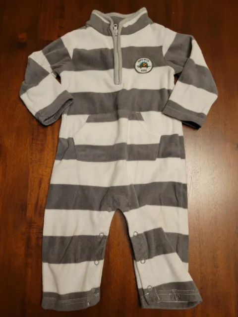 Boys Carters Fleece Striped One Piece Outfit Size 12 Months