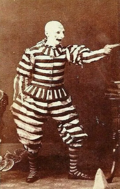 Antique Circus Creepy Clown Photo 143b Odd Strange & Bizarre