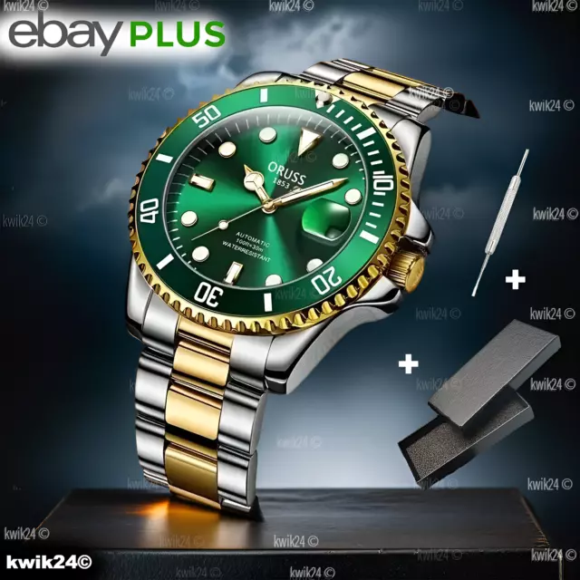 Herren Uhr Armbanduhr Männer Uhr Luxus Edelstahl Gold Datum Quarz Herrenuhr Grün