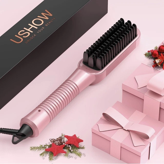 Brand New - USHOW Hair Straightener Brush, Hot Comb Brush, Professional Ceramic
