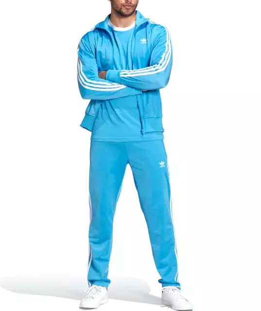 Adidas velour tracksuit mens blue top